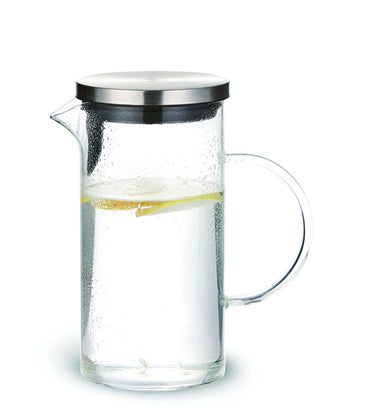 Chefoh Glass Pitcher with Lid - Unique Pattern Cold Water Jug - 1000 ML perfect for Homemade Iced Tea and Juice