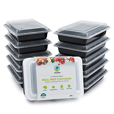 Chefoh 10-Pack 1 Compartment Meal Prep Containers with Lids - 28 oz | Reusable Microwavable Food Storage Containers