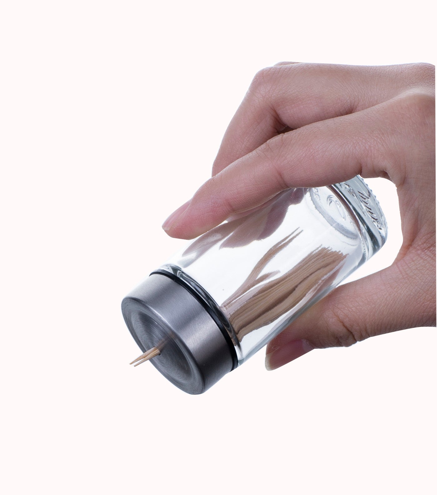 Chefoh Toothpicks Holder -  Stainless-steel Cover Toothpicks in Clear Glass holder | Sturdy Safe Container