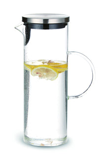 Chefoh Glass Pitcher with Lid - Unique Pattern Cold Water Jug - 1300 ML perfect for Homemade Iced Tea and Juice