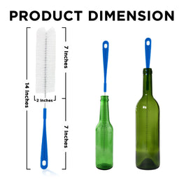 Chefoh 14 inch Long Bendable Bottle Brush for Carafes - Wine Decanters - Pitchers - Brewing Bottles and more