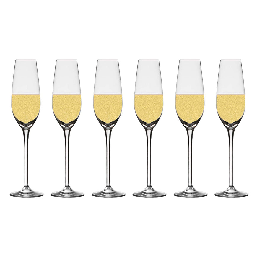 Chefoh Champagne Flutes Crystal Wine Glasses - Perfect for Wedding - Parties and Bar - Made From 100% Pure Glass Pack - 7 Oz - Set of 6